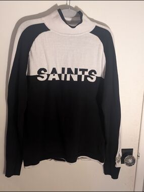 Wear By Erin Andrews Black & White 'SAINTS' Knit Pullover Sweater Large